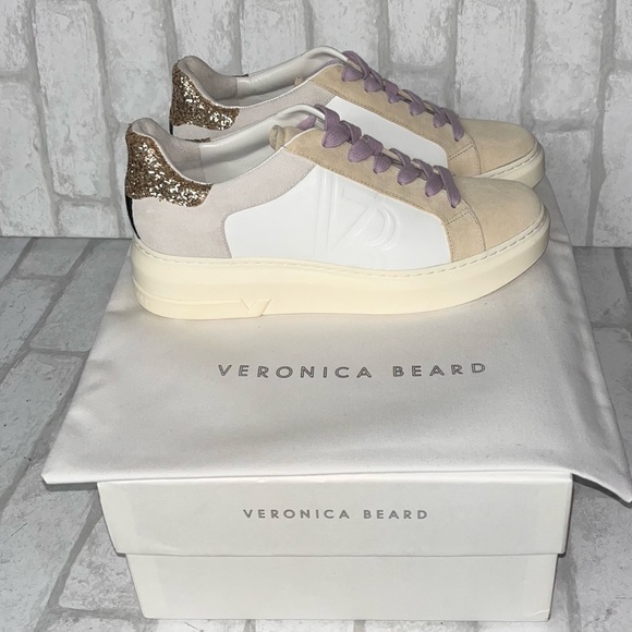 NWT VERONICA BEARD Geri Colorblock Leather & Suede Sneakers size 6.5 - Picture 9 of 13